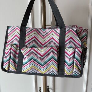 thirty-one Chevron Organizer Tote in Pink, Teal & Lime with Gray Trim